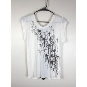 Janet Chung Crosses‎ Muscle Tee Chain Spine White Black Medium Goth Punk